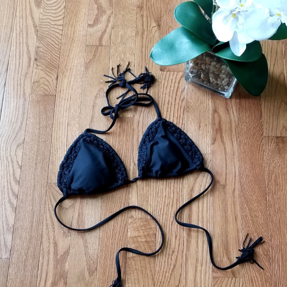 Black Crochet Bikini Top